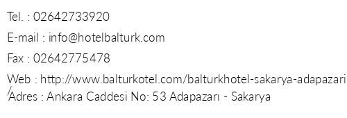 Hotel Baltrk Sakarya telefon numaralar, faks, e-mail, posta adresi ve iletiim bilgileri